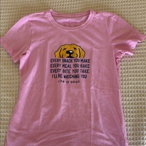 Life Is Good Pink Dog Graphic Tee